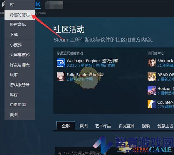 steam隐藏游戏查看方法